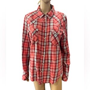 LEVIs Western Rodeo Shirt Plaid Pearl Snaps Vintage Womens XL
